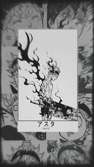 Asta from Black Clover in dramatic manga panel with dark ink effects and sword HD phone wallpaper