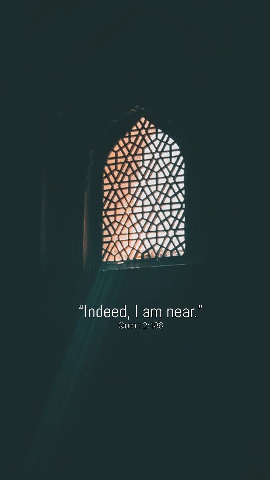 Islamic Geometric Lattice Window with Warm Light and Quran Verse HD phone wallpaper