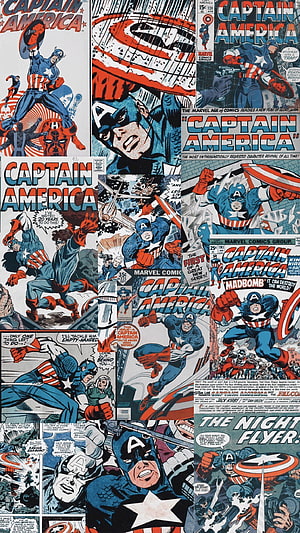 Retro Captain America Comic Book Cover Collage HD phone wallpaper