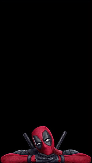 Deadpool Peeking Over Arms With Crossed Swords Against Black Background HD phone wallpaper