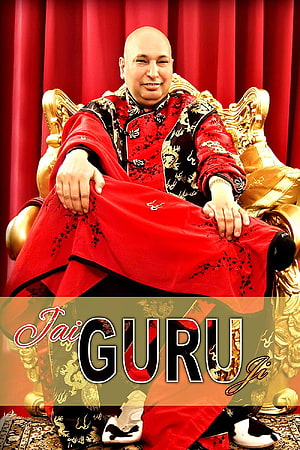 Guruji Portrait in Traditional Red and Gold Attire Seated on Ornate Throne HD phone wallpaper