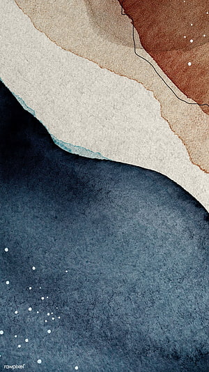 Abstract Earth Tone Watercolor Landscape with Starry Night Sky and Textured Paper Background HD phone wallpaper