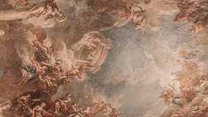 Baroque Ceiling Fresco with Angels and Clouds in Classical Style HD wallpaper