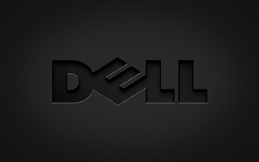 Dell Carbon Fiber Logo on Dark Textured Background HD wallpaper