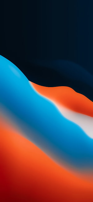 Big Sur Style Dark Abstract Wave Wallpaper in Blue and Orange HD phone wallpaper