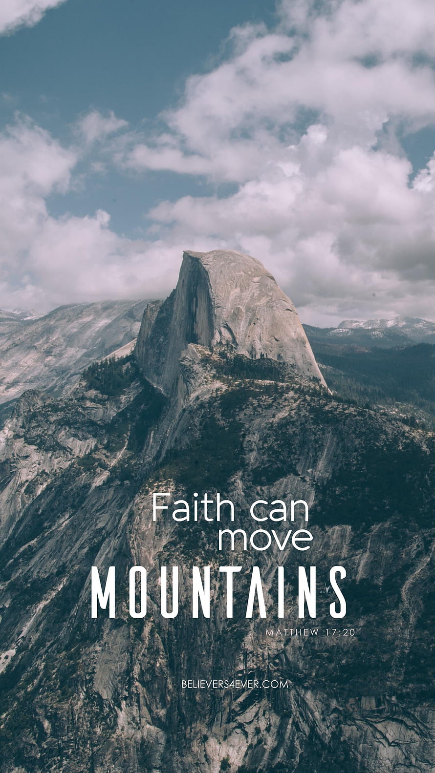 Half Dome Yosemite Mountain Landscape with Inspirational Faith Quote HD phone wallpaper