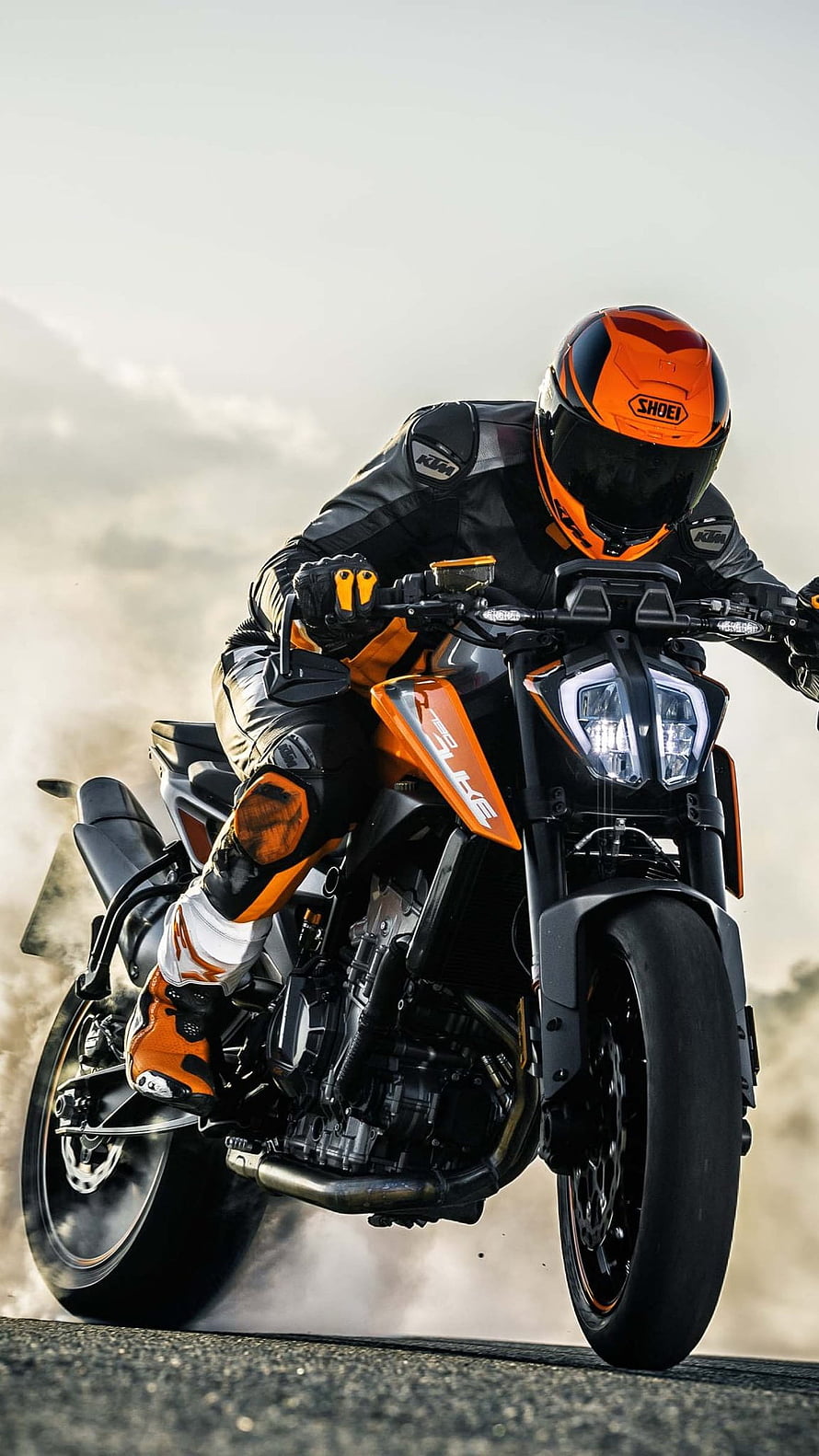 KTM Duke 390 Rider in Full Gear on Open Road HD phone wallpaper