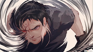 Obito Uchiha in Kamui Mode with Sharingan from Naruto Shippuden HD wallpaper