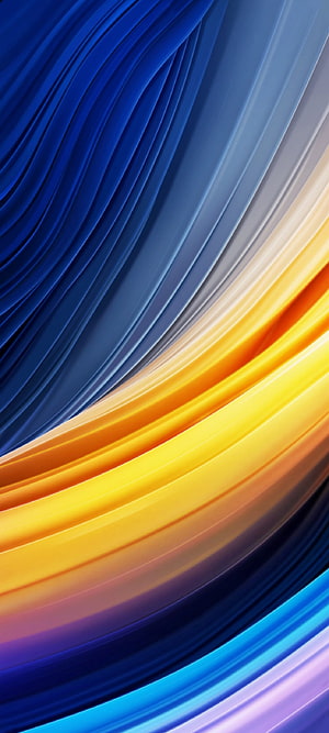 Vibrant Abstract Flowing Ribbons in Blue and Gold for Phone Screen HD phone wallpaper