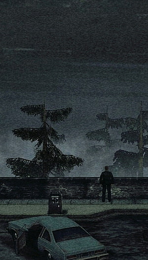 Silent Hill 2 James Sunderland Standing in Foggy Forest with Abandoned Car HD phone wallpaper