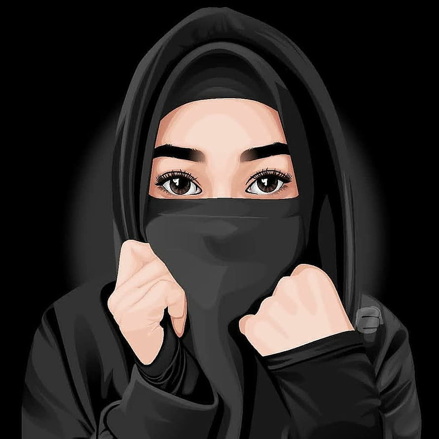 Digital illustration of a woman wearing a black niqab and hijab with expressive brown eyes, Niqab is love ideas in 2021. niqab, islamic girl, hijab cartoon, Cadar HD phone wallpaper