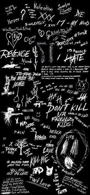XXXTentacion 17 Album Artwork: Dark Handwritten Doodle Collage HD phone wallpaper