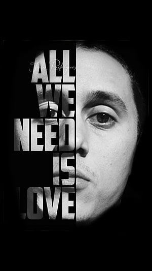 Canserbero Black and White Portrait with All We Need Is Love Typography HD phone wallpaper