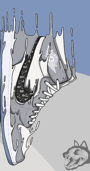 Air Jordan 1 Dior Collaboration Sneaker Digital Art with Liquid Splash Effect HD phone wallpaper