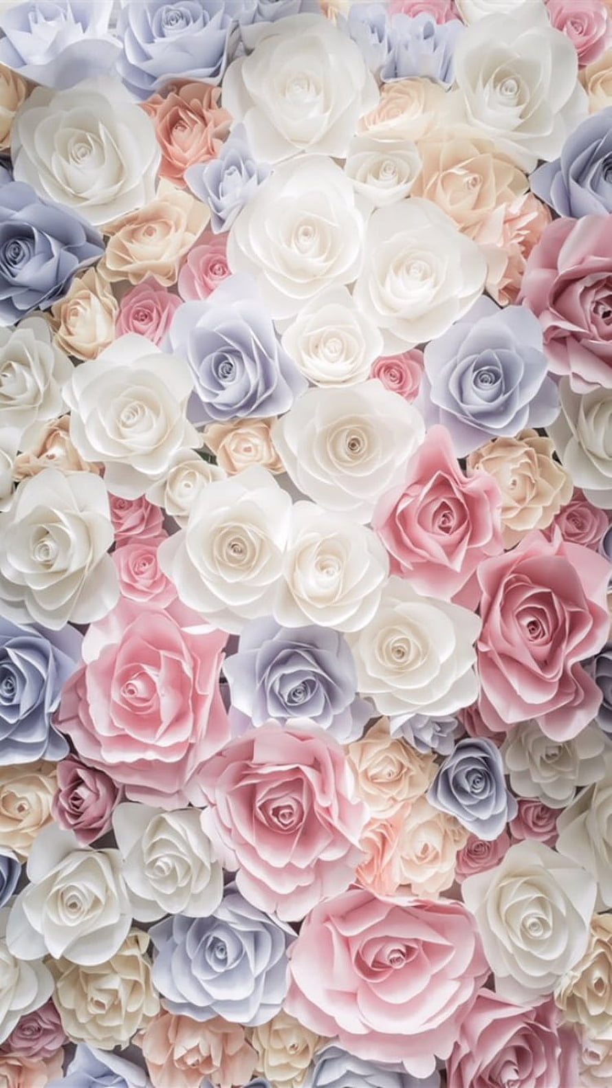 Pastel Paper Rose Floral Pattern in Soft Pink, White, and Lavender Tones HD phone wallpaper