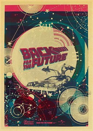 Back to the Future DeLorean Time Travel Retro Movie Poster Art HD phone wallpaper