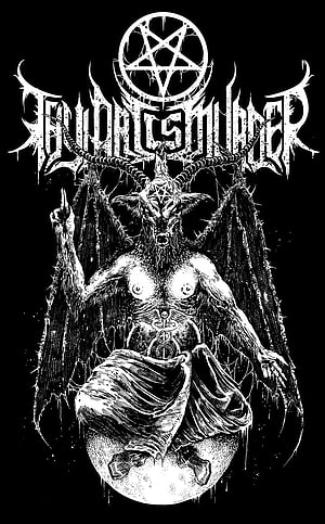 Thy Art Is Murder Black and White Occult Demon Illustration with Pentagram and Gothic Typography HD phone wallpaper