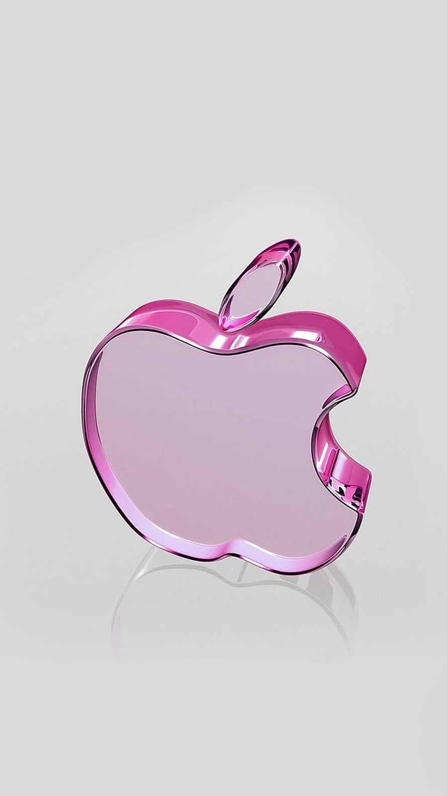 Glossy Pink Apple Logo 3D Render on Minimalist Gray Background HD phone wallpaper