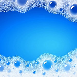 Blue Water Bubbles Frame with White Foam Border on Gradient Background HD phone wallpaper