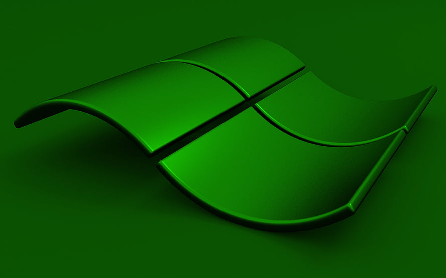 Windows 3D Wavy Logo in Vibrant Green with Smooth Curved Panels and Minimalist Design HD wallpaper