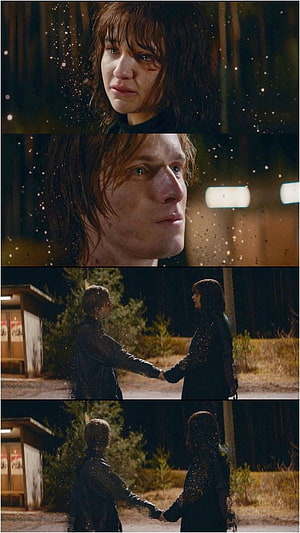 Jonas and Martha holding hands in the rain from the Netflix series Dark HD phone wallpaper