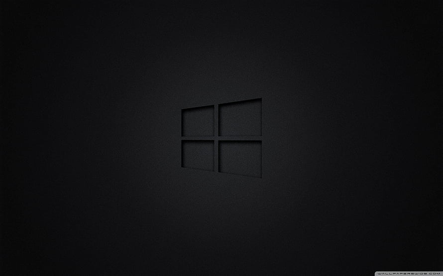 Windows 10 Black Minimalist Desktop Background with Subtle Logo HD wallpaper