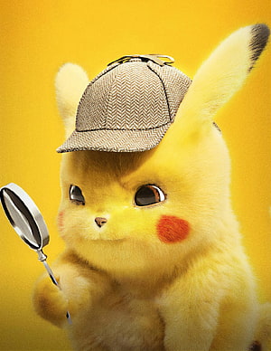 Detective Pikachu in a Herringbone Cap Holding a Magnifying Glass HD phone wallpaper