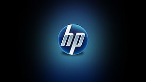HP Logo on Dark Blue Gradient Background with Soft Glow Effect HD wallpaper
