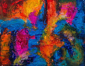 Vibrant Abstract Oil Painting with Thick Impasto Texture and Bold Color Splashes HD wallpaper