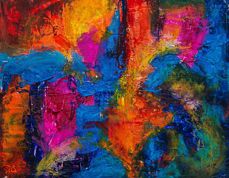 Vibrant Abstract Oil Painting with Thick Impasto Texture and Bold Color Splashes HD wallpaper