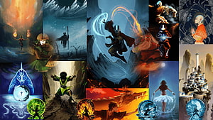 Avatar The Last Airbender Elemental Bending Artwork Collection HD wallpaper