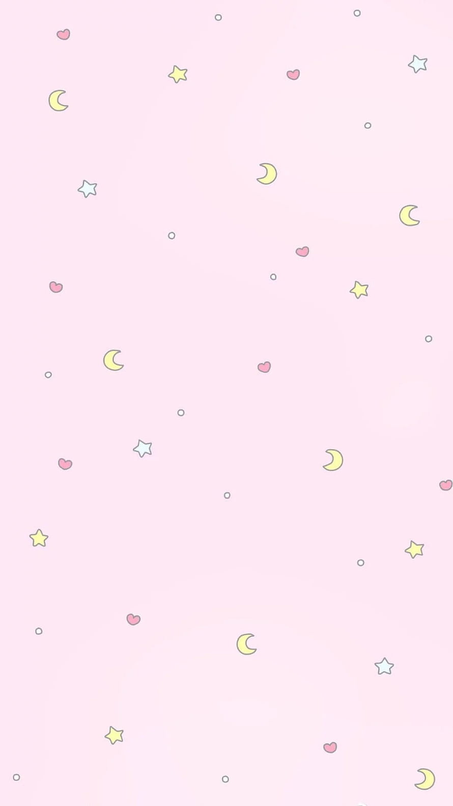 Cute Pastel Pink Kawaii Pattern with Stars, Moons, and Hearts HD phone wallpaper