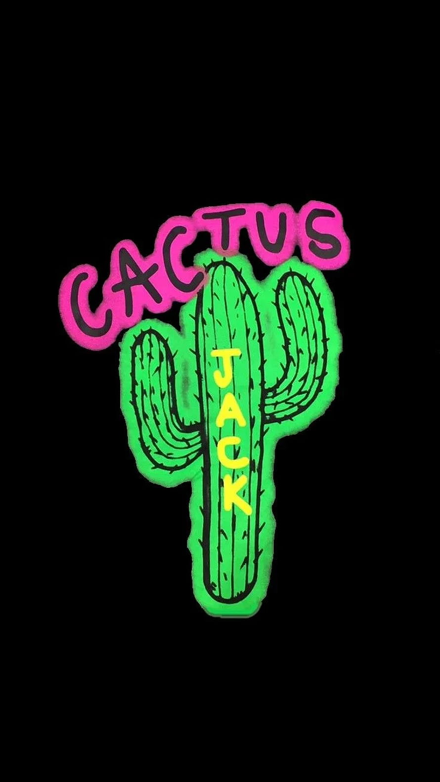 Cactus Jack Logo Neon Green Cactus Illustration on Black Background HD phone wallpaper
