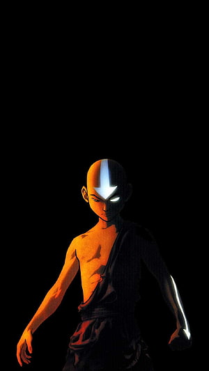 Aang from Avatar The Last Airbender in Dramatic Half-Light with Glowing Eyes HD phone wallpaper