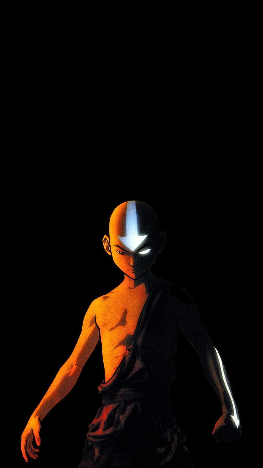 Aang from Avatar The Last Airbender in Dramatic Half-Light with Glowing Eyes HD phone wallpaper