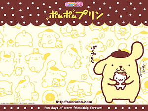 Pompompurin Sanrio Character Wallpaper with Cute Pattern Background HD wallpaper