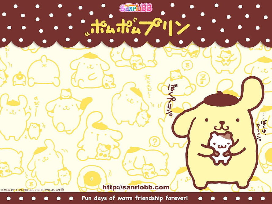 Pompompurin Sanrio Character Wallpaper with Cute Pattern Background HD wallpaper