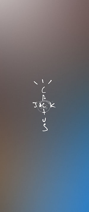 Cactus Jack hand-drawn logo on a smooth brown to blue gradient background HD phone wallpaper