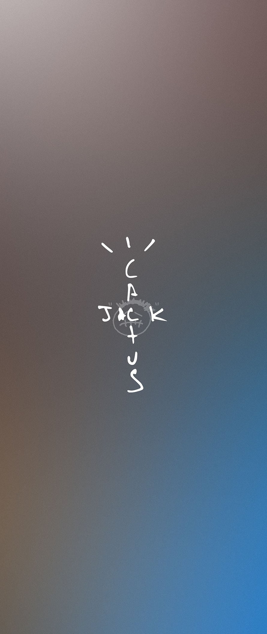 Cactus Jack hand-drawn logo on a smooth brown to blue gradient background HD phone wallpaper