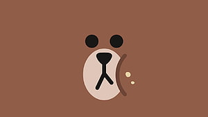 Minimalist Kawaii Bear Face Illustration on Warm Brown Background HD wallpaper