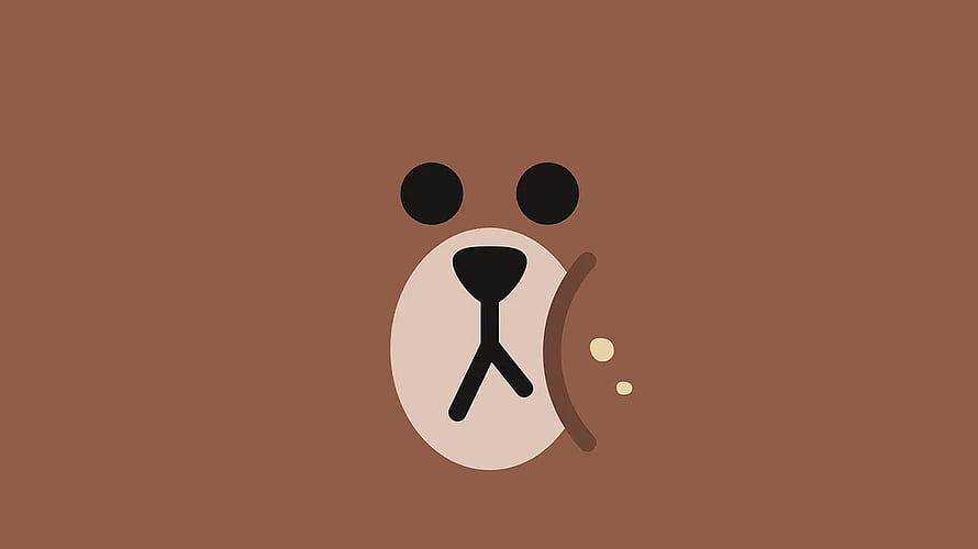 Minimalist Kawaii Bear Face Illustration on Warm Brown Background HD wallpaper