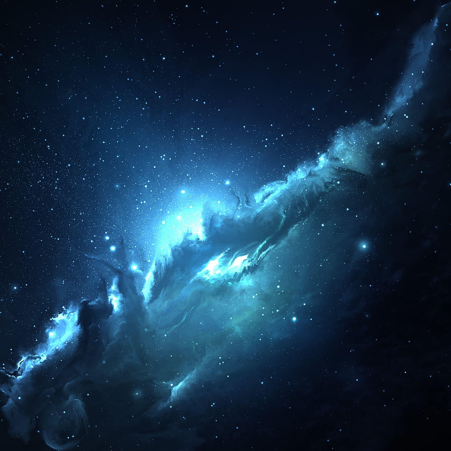 Deep Space Nebula with Glowing Blue Gas Clouds and Scattered Stars HD phone wallpaper