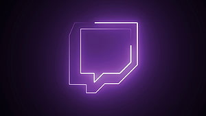 Neon Twitch Logo Glow on Dark Purple Background for Gaming Streamers HD wallpaper