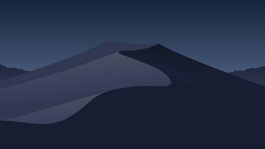 Minimalist Dark Mountain Landscape with Smooth Geometric Shapes and Deep Blue Tones HD wallpaper