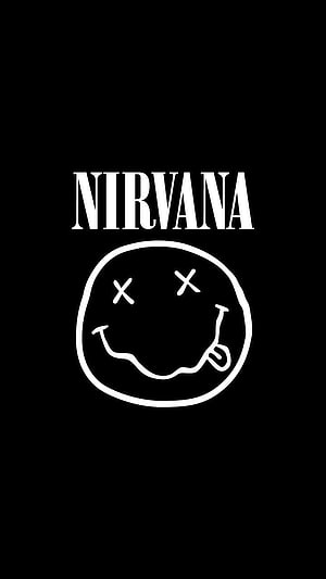 Nirvana Nevermind Album Cover Art with Drowning Baby Logo on Black Background HD phone wallpaper
