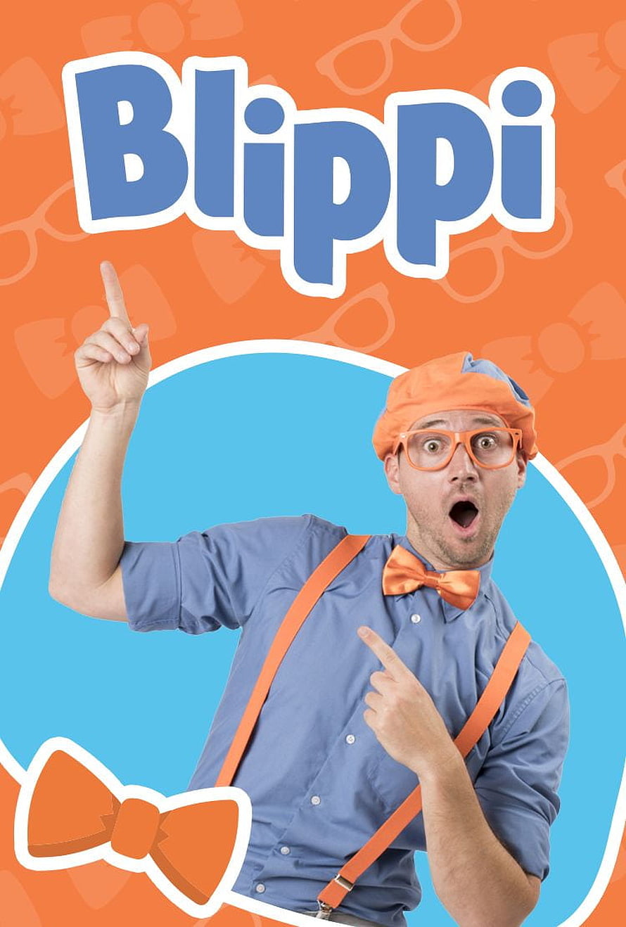 Blippi Character in Orange Hat and Bow Tie with Blue Shirt and Suspenders HD phone wallpaper