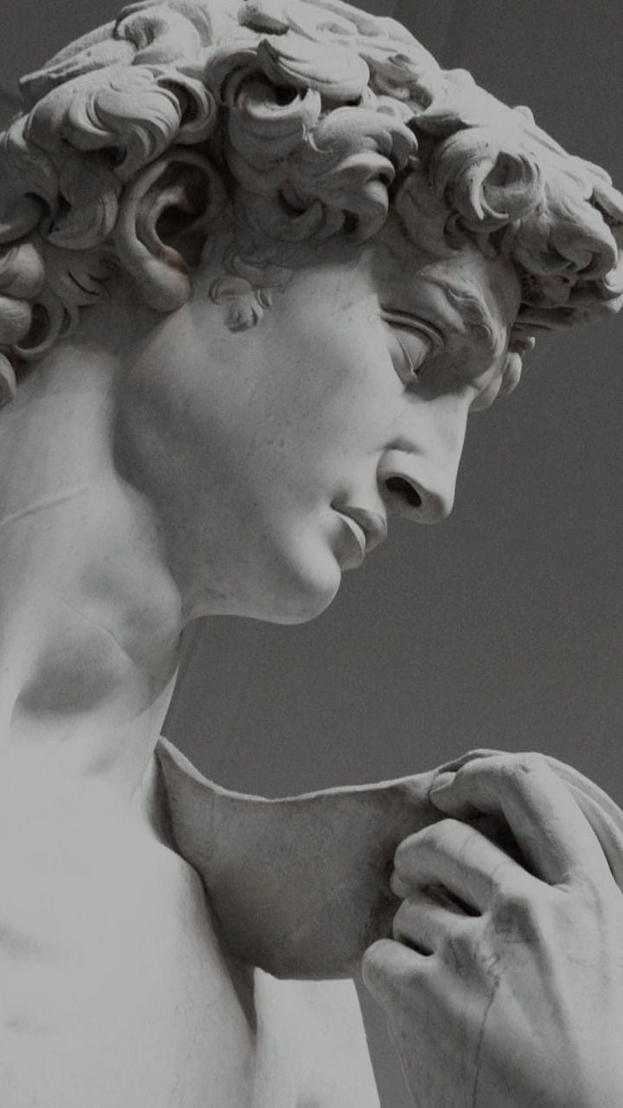 Monochrome Close-Up of Michelangelo's David Statue in Profile HD phone wallpaper