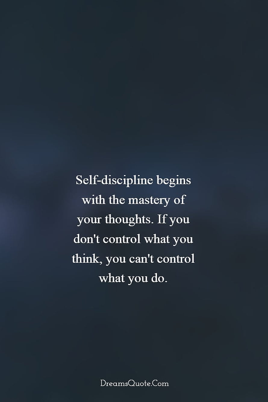 Motivational Quote on Self-Discipline and Thought Mastery Against a Dark Blue Background HD phone wallpaper