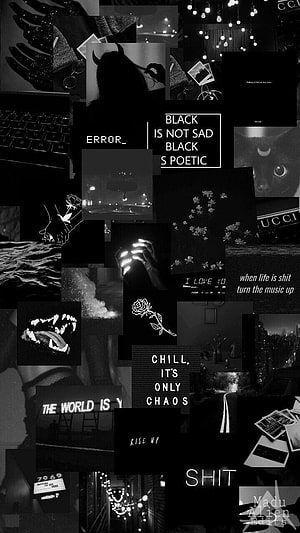 Dark Monochrome Collage with Edgy Typography and Moody Night Scenes HD phone wallpaper