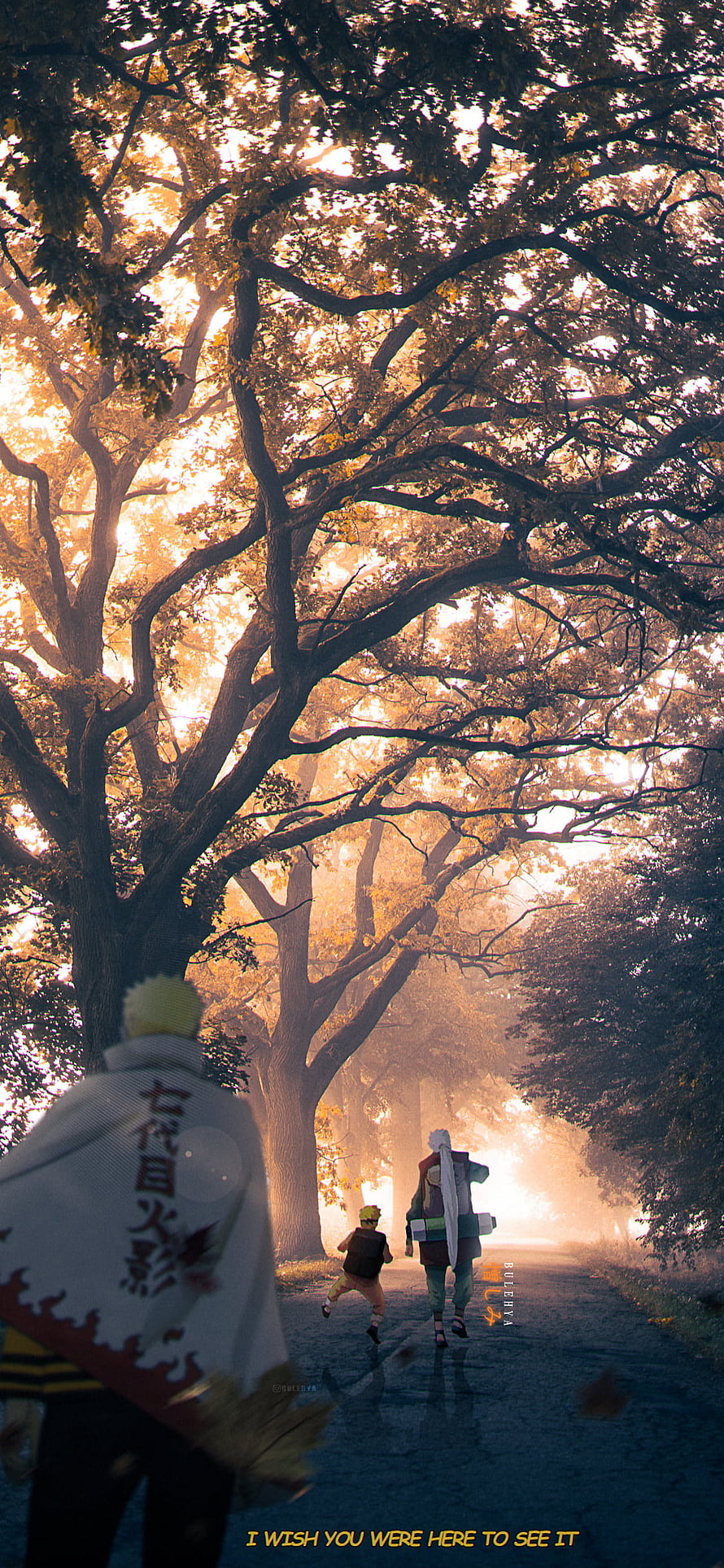 Naruto and Jiraiya Walking Through Autumn Forest in NARUTO Shippuden Anime Scene HD phone wallpaper